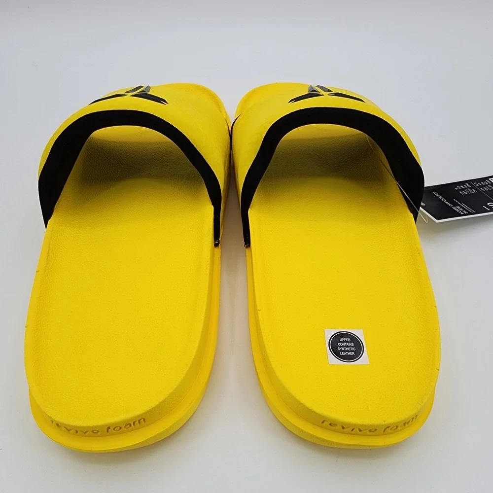 Nike Kobe Off Court Slides Mens 10 Lightning Yellow Black Mamba Logo Sandal‎ NEW